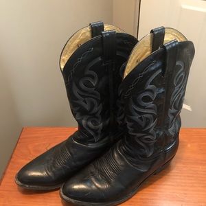Mens Dan Post Black Leather Cowboy Boots Size 11